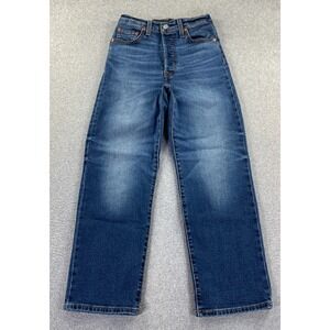 Levis Ribcage Straight Ankle Jeans Women's 26 Blue Dark Wash High Rise Whisker